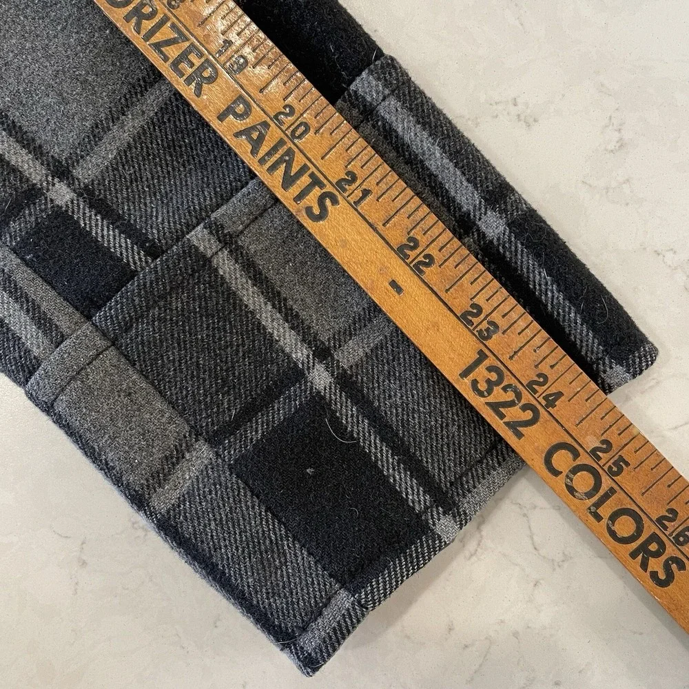 OLD NAVY Women's Gray Black Plaid Double Breasted Peacoat Jacket Medium Wool Bld